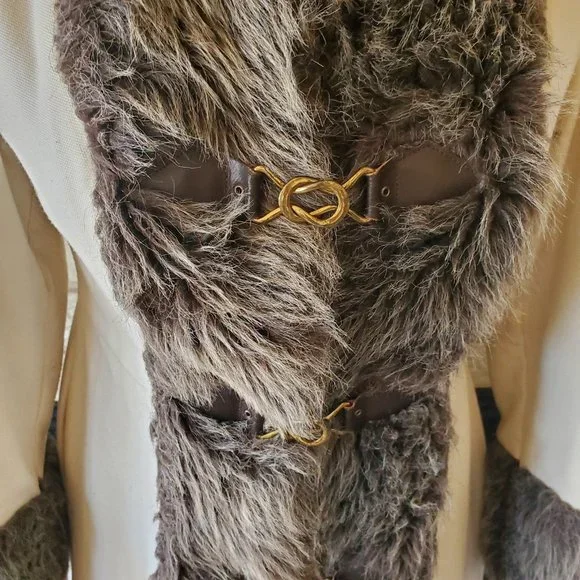 Vintage 1960's Canvas/Faux Fur Trimmed Hooded Mid Length Fit & Flare Coat XS/S - Picture 2 of 10